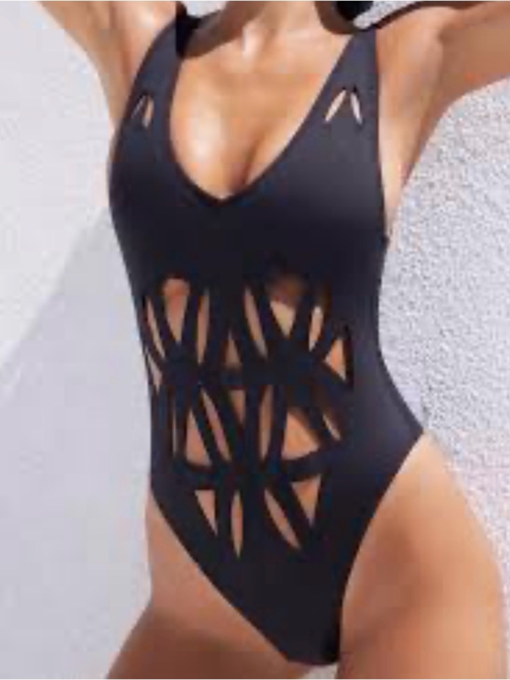 GIGI C Black Neoprene Bikini Top